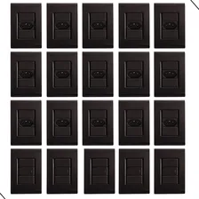 Conjunto 15 Tomadas 10a + 5 Interruptores Simples 4x2 Grafite Tramontina Liz Luxo Modular Tecla Apagador Luz Foto  mini 1