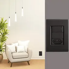 Conjunto 15 Tomadas 10a + 5 Interruptores Simples 4x2 Grafite Tramontina Liz Luxo Modular Tecla Apagador Luz Foto mini 4