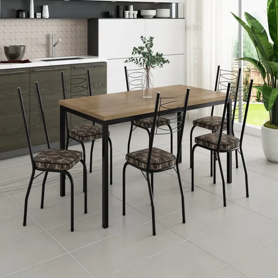 Conjunto 170cm X 80cm Com 6 Cadeiras Adriana Foto 1