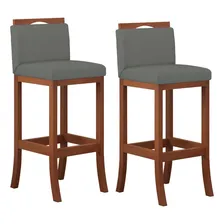 Conjunto 2 Banquetas Baixa Em Madeira Maciça Londres Ccs Wt Foto mini 1