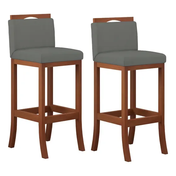 Conjunto 2 Banquetas Baixa Em Madeira Maciça Londres Ccs Wt Foto 1
