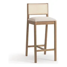 Conjunto 2 Banquetas Madeira Maciça Encosto Em Tela Cawt Foto mini 2