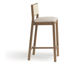 Conjunto 2 Banquetas Madeira Maciça Encosto Em Tela Cawt Foto mini 4