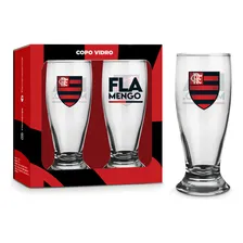 Conjunto 2 Copos Munich Flamengo Vidro Cerveja Chopp - 200ml Foto  mini 1