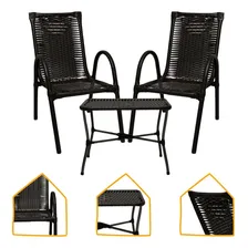 Conjunto 2 Poltronas Com Mesa De Centro Junco Area Varanda Cor Tabaco Foto mini 1