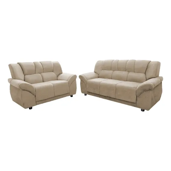 Conjunto 2 Sofás 2 E 3 Lugares Veludo Multimóveis Cr45253 Cor Tabaco Foto 1