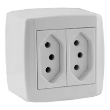 Conjunto 2 Tomada Sobrepor 10a 250v Monobloco - Ilumi 84120 Cor Branco Foto  mini 1