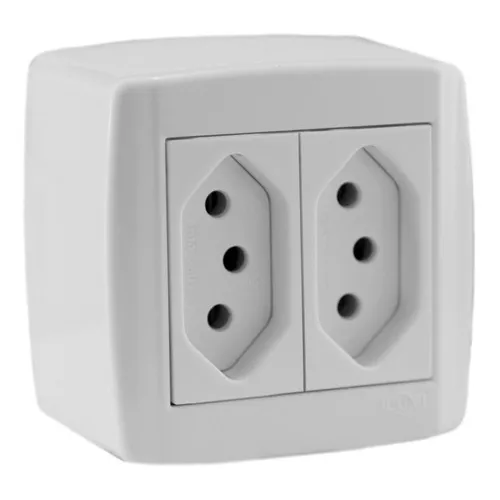 Conjunto 2 Tomada Sobrepor 10a 250v Monobloco - Ilumi 84120 Cor Branco Foto 1