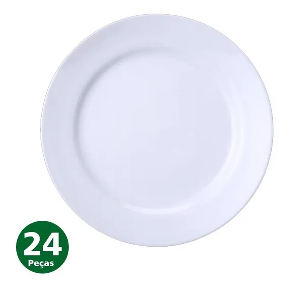 Conjunto 24 Pratos Rasos Jantar Cilíndrica Porcelana Schmidt Foto 1