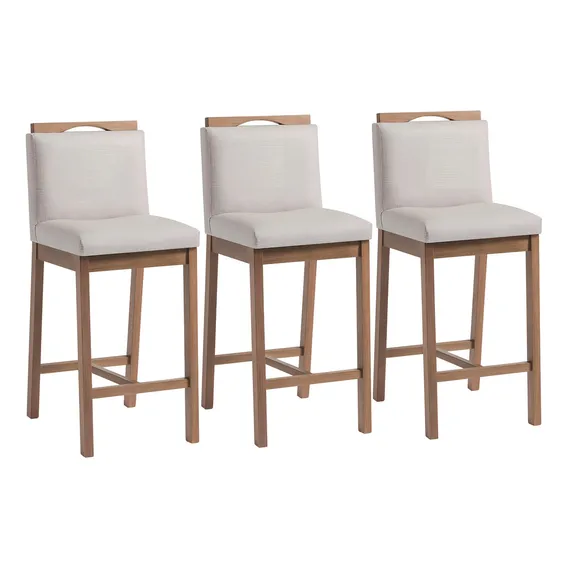 Conjunto 3 Banquetas Madeira Maciça Dani Foto 1