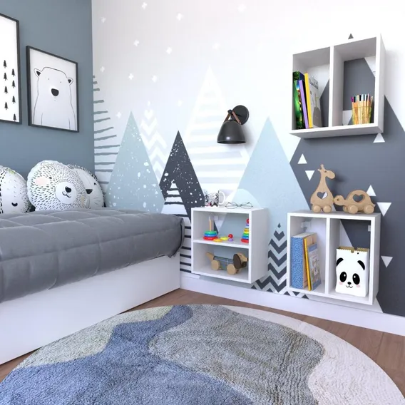 Conjunto 3 Nichos Prateleira Quarto Infantil Branco Foto 1