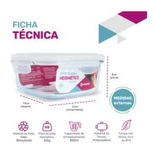 Conjunto 3 Potes de Vidro Quadrado Hermético Marmita Mantimentos 800ml Foto mini 3