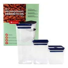 Conjunto 3 Potes Herméticos 5 Litros Organizador Mantimentos Cor Azul Foto mini 2