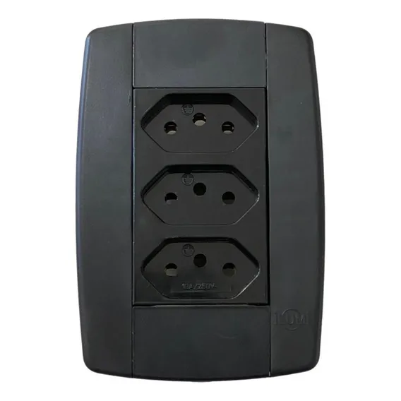 Conjunto 3 Tomadas Preta Monobloco 2p+t 10a 250v 4x2 Ilumi Foto 1