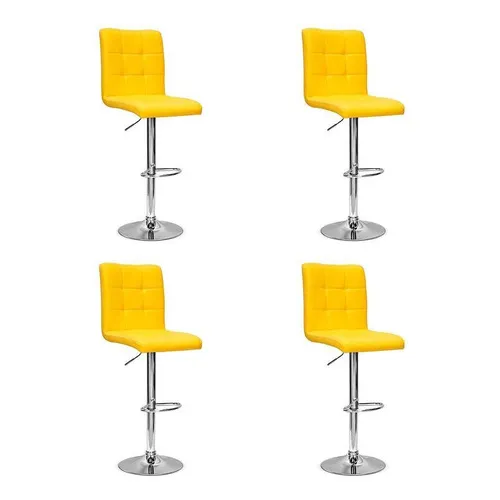 Conjunto 4 Banquetas Dublin Couro Pu Regulagem De Altura Cor Amarelo Foto 1