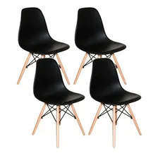 Conjunto 4 Cadeiras Charles Eames Eiffel Concha Fixa - Preto Foto  mini 1