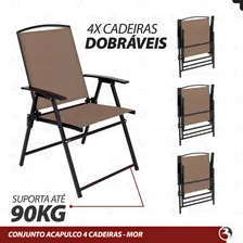 Conjunto 4 Cadeiras + Mesa Jardim Área Externa + Ombrelone Cor Marrom Foto mini  3