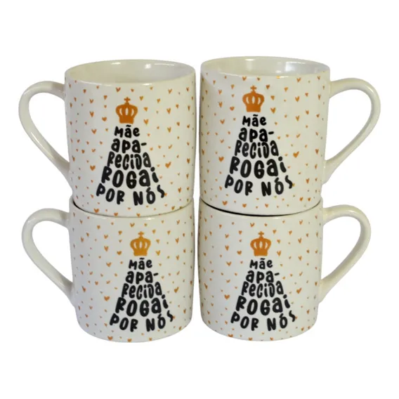 Conjunto 4 Canecas 300ml Porcelana Foto 1