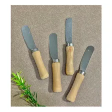 Conjunto 4 EspĂĄtula Inox Cabo Madeira PatĂȘ Manteiga Cor Cinza Foto mini 2