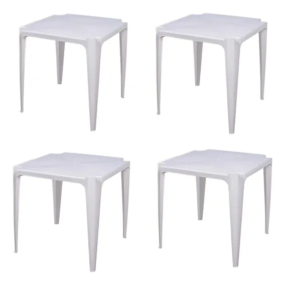 Conjunto 4 mesas plásticas bela vista Mor cor branco Foto 1