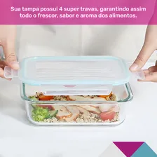 Conjunto 4 Pote Vidro Hermética Mantimentos Tampa 640ml Cor Azul Foto mini  3