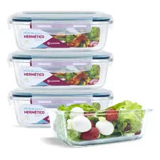 Conjunto 4 Pote Vidro Hermética Mantimentos Tampa 640ml Cor Azul Foto  mini 1