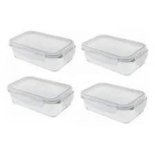 Conjunto 4 Pote Vidro Hermético Marmita Tampa Plástico 450ml Foto  mini 1