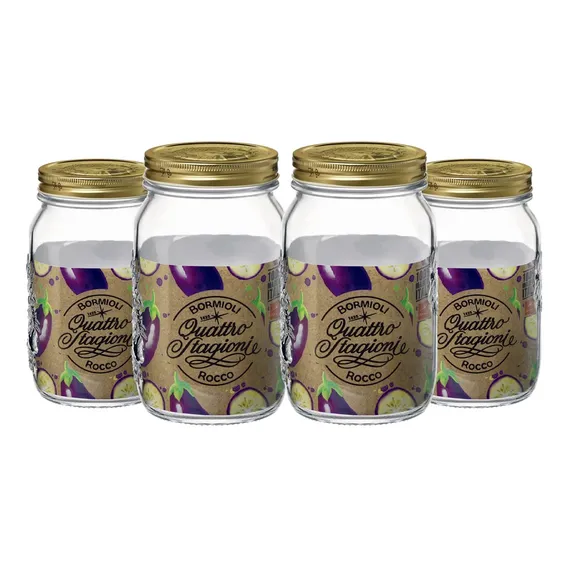 Conjunto 4 Potes Hermético Em Vidro 1 Litro - Bormioli Rocco Cor Transparente Foto 1