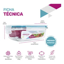 Conjunto 4 Potes Vidro Hermético 370ml 640ml Marmita Papinha U4home Foto mini  3