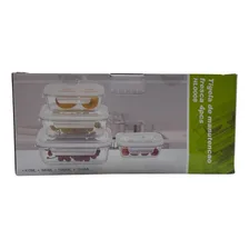 Conjunto 4 Potes Vidros Tampa Hermática Microondas E Freezer Cor Branco Foto mini 3