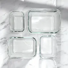 Conjunto 4 Potes Vidros Tampa Hermática Microondas E Freezer Cor Branco Foto mini 1