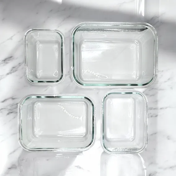 Conjunto 4 Potes Vidros Tampa Hermática Microondas E Freezer Cor Branco Foto 1