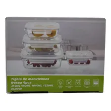 Conjunto 4 Potes Vidros Tampa Hermática Microondas E Freezer Cor Branco Foto mini 2