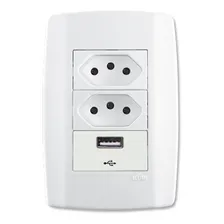 Conjunto 4x2 2 Tomadas 10a + Modulo Usb 2a Linha Slim Ilumi Cor Branco Foto mini 1