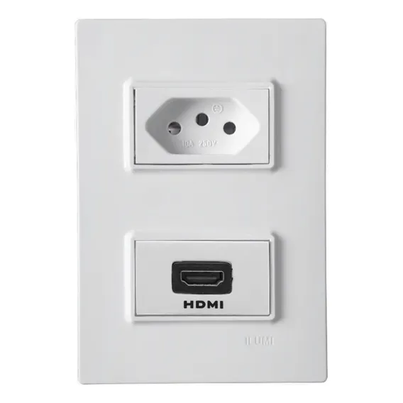 Conjunto 4x2 Tomada 10a + Módulo Hdmi Vivaz Ilumi Cor Branco Foto 1