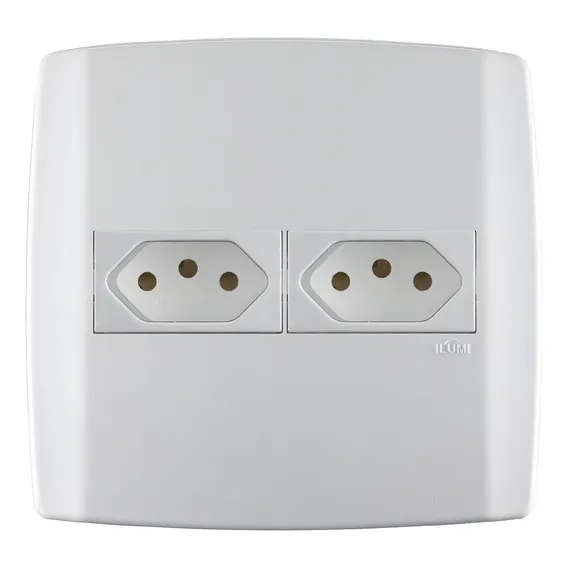 Conjunto 4x4 1 Tomadas 10a + 1 Tomadas 20a Slim Ilumi Cor Branco Foto 1