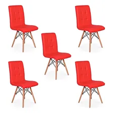 Conjunto 5 Cadeiras Eiffel Gomos Estofada Base Madeira Foto mini 1