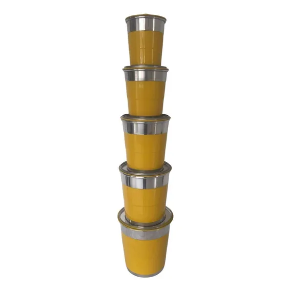 Conjunto 5 Latas Mantimentos Alumínio Reforçado Amarelo Foto 1