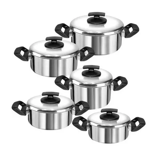 Conjunto 5 Panelas Grandes Aluminio Grosso Cor Polido Foto 1