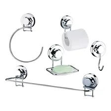 Conjunto 5 Peças Suportes Para Banheiro Com Fixação A Vacuo Foto  mini 1