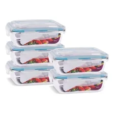 Conjunto 5 Potes Vidro Hermético Marmita Mantimentos 640ml Foto  mini 1