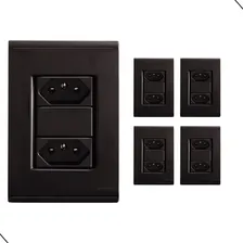 Conjunto 5 Tomadas Dupla 10a 4x2 Grafite Tramontina Liz Luxo Modular Tecla Apagador Luz Foto  mini 1