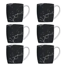 Conjunto 6 Canecas Para CafĂ© Jogo XĂcaras De Porcelana Preto Foto mini 1
