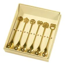 Conjunto 6 Colheres Café Chá Banhado Ouro 24kl Kiss Bugatti Cabo Dourado Foto  mini 1
