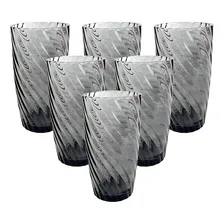 Conjunto 6 Copos De Vidro Long Elysée Cinza Drink 400ml Foto mini 1