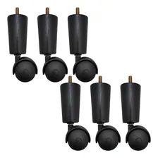 Conjunto 6 Pe De Cama Box Solteiro Baú Rodizio Para Moveis Cor Preto Foto mini 1