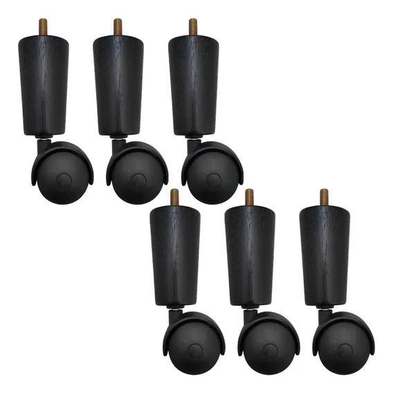 Conjunto 6 Pe De Cama Box Solteiro Baú Rodizio Para Moveis Cor Preto Foto 1