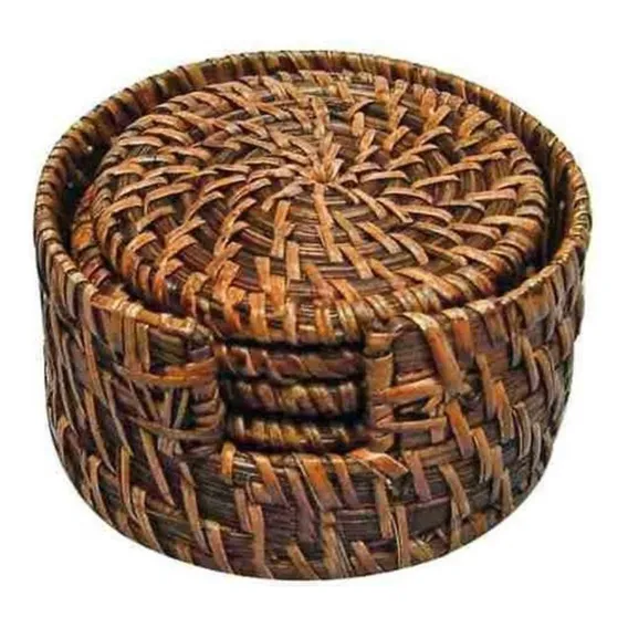 Conjunto 6 Porta Copos Rattan Foto 1