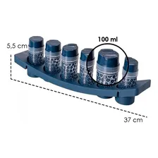 Conjunto 6 Porta Tempero Condimento Potinhos Azul PlasĂștil Foto mini 2