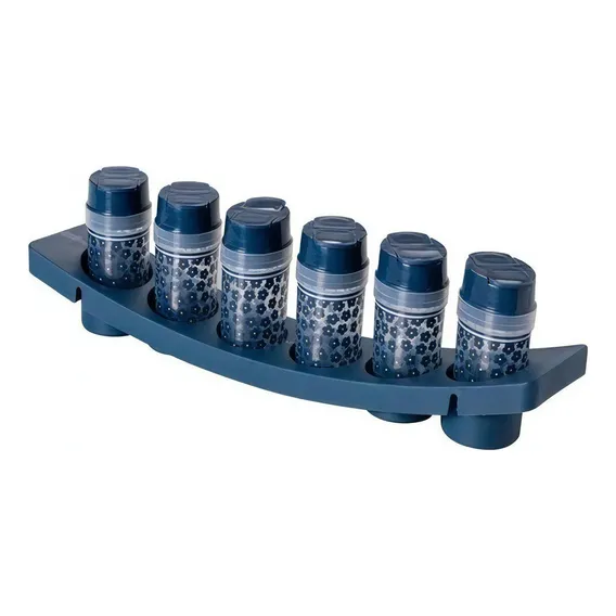 Conjunto 6 Porta Tempero Condimento Potinhos Azul PlasĂștil Foto 1